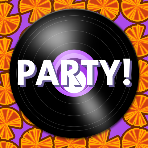 Uitnodiging 80s party met retro design en LP