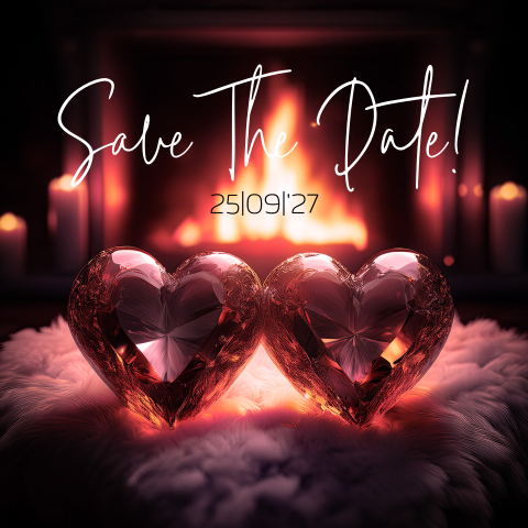 Save the date diamanten harten rood