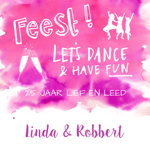 Felle roze uitnodiging voor huwelijksjubileum