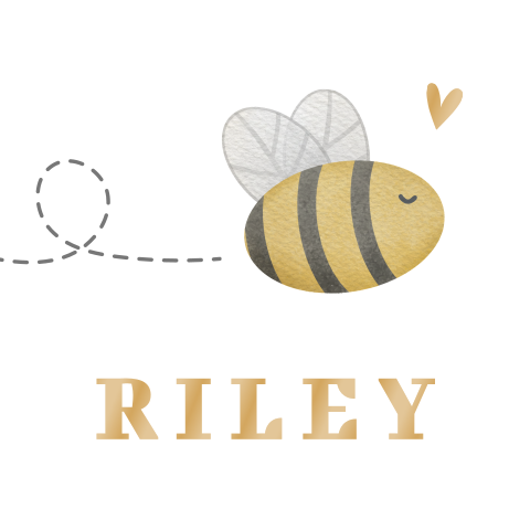 Sluitsticker met bijtje en hoogglans naam