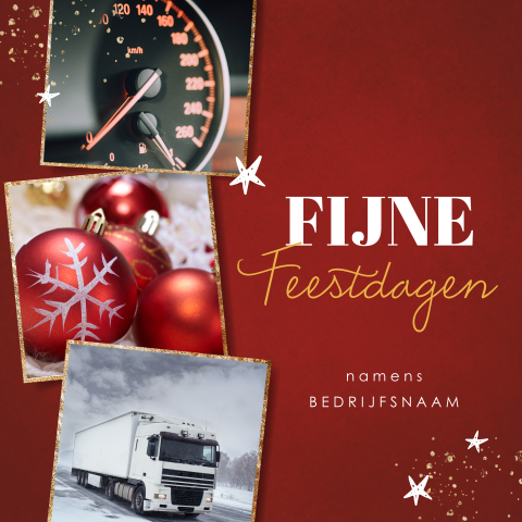 Rode kerstkaart met goudlook fotokaders voor transport
