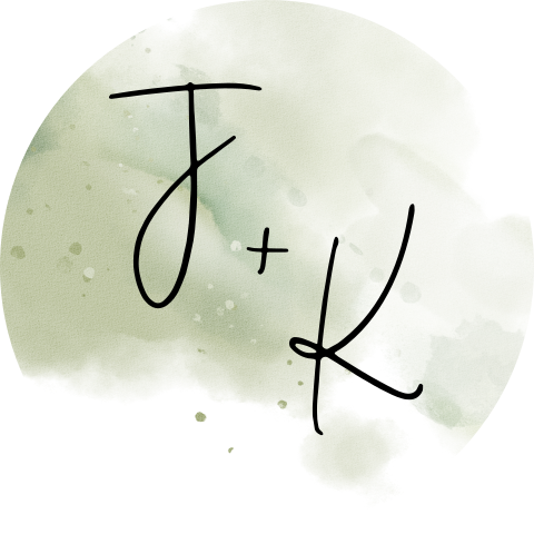 Botanische sluitsticker met groene waterverf en initialen