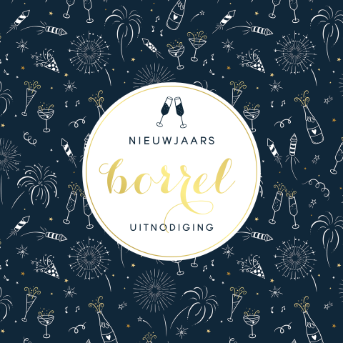 Nieuwjaarsborrel met feestelijke illustraties