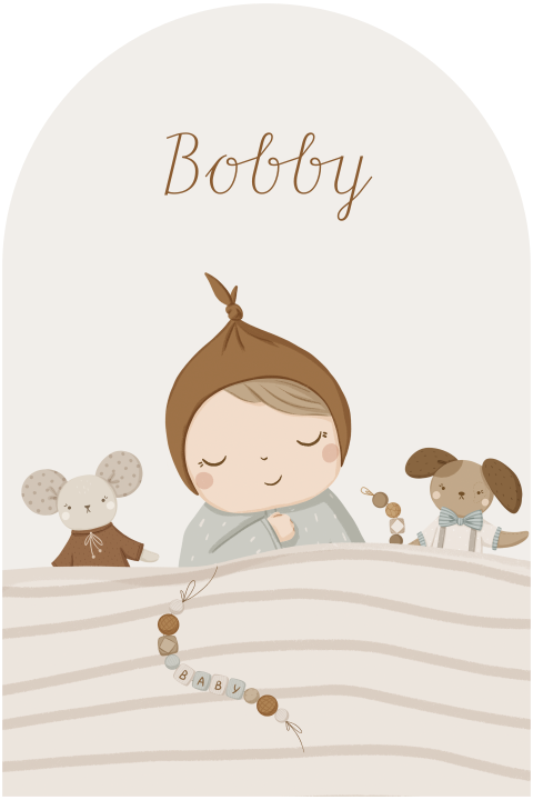 Beige geboortekaartje met lief kindje