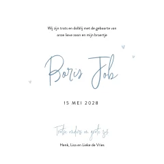 Getekend geboortekaartje met twee beertjes