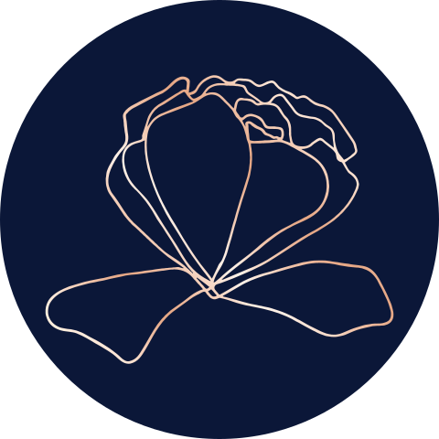 Donkerblauwe sticker met roségoudfolie klaproos