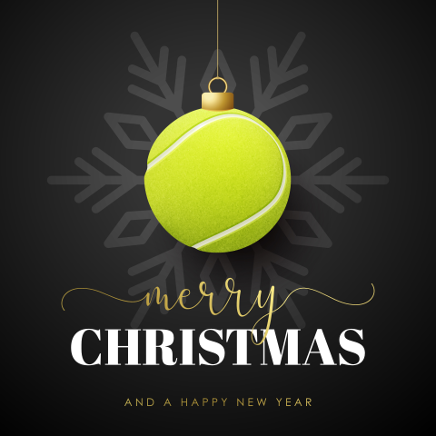 Sportieve kerstkaart met tennisbal