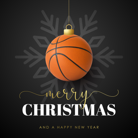 Sportieve kerstkaart met basketbal