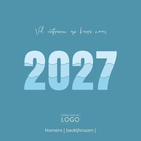 Nieuwjaarskaart 2027 met watergolven