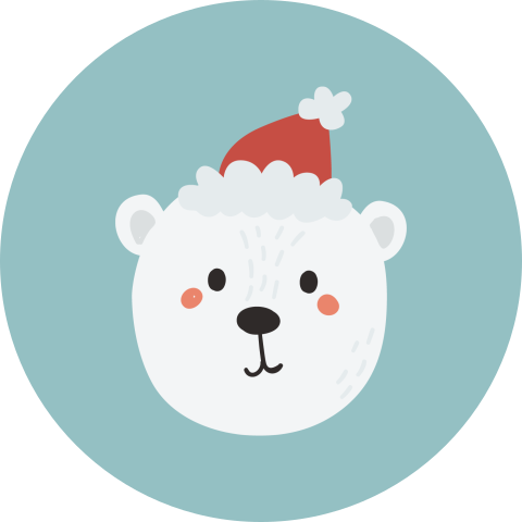 Kerstzegel ijsbeer met kerstmuts