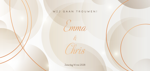Beige trouwkaart met koperfolie cirkels