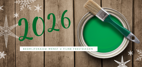 Kerstkaart voor schilders met groene verf en 2026