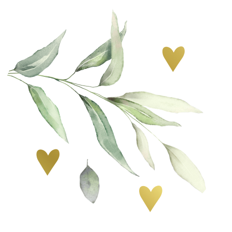 Goudfolie sluitsticker met groene blaadjes