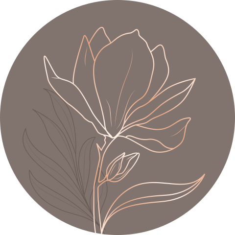 Bruine sticker met roségoudfolie bloemen