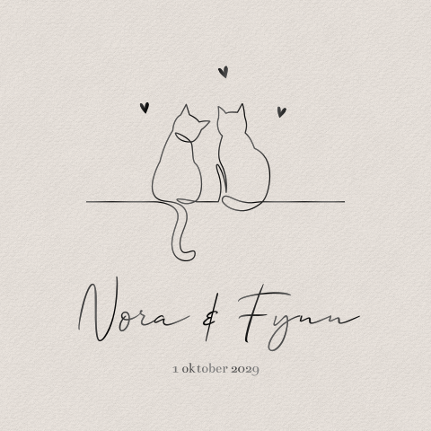 Minimalistisch geboortekaartje met twee katten