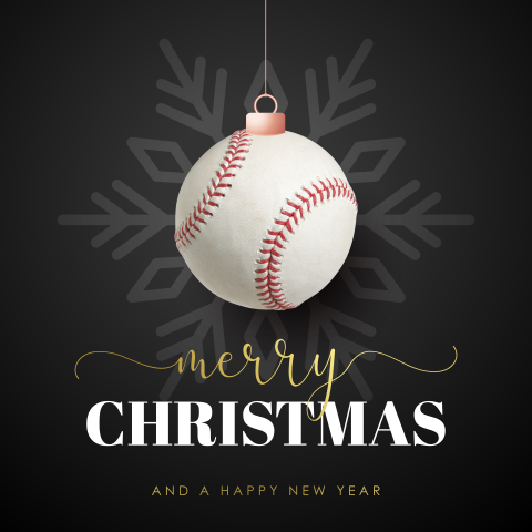 Sportieve kerstkaart met honkbal