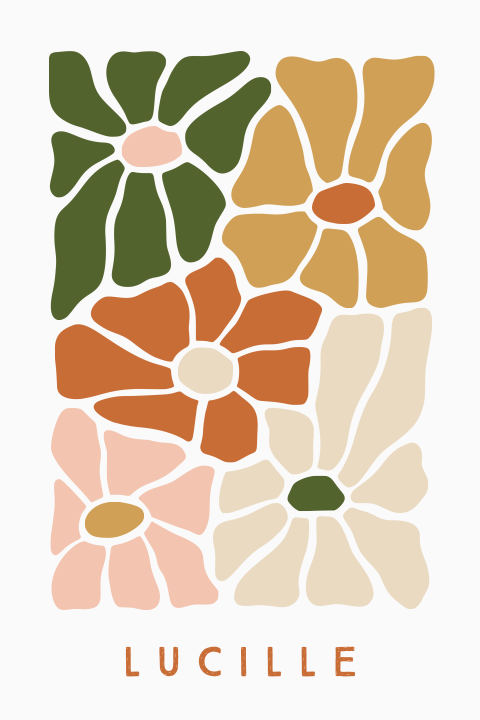 Geboortekaartje meisje met groovy bloemen