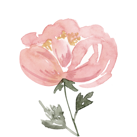 Sluitsticker met waterverf roze bloem