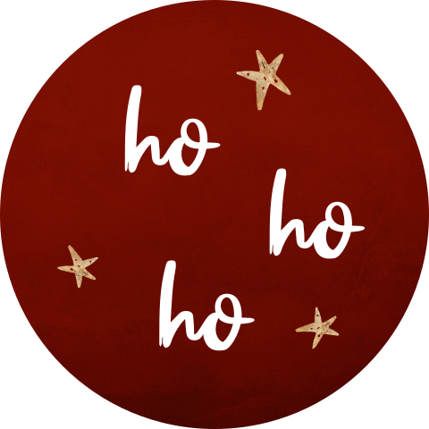 Rode kerst sluitsticker met ho ho ho en sterren