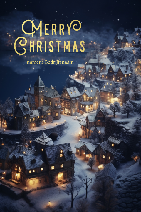 Kerstkaart met sfeervol kerstdorpje