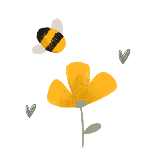 Lente sluitsticker met boterbloem en bijtje