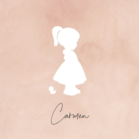 Geboortekaartje silhouette met klein meisje