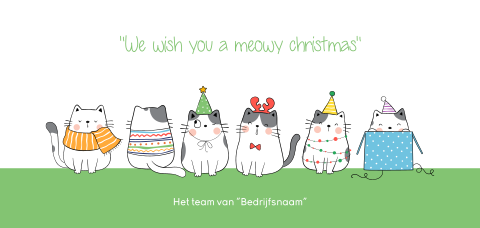 Kerstkaart met grappige katjes en een vrolijke kerstgroet