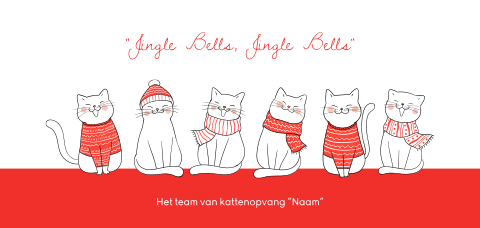 Kerstkaart met diverse katten voor dierenliefhebbers