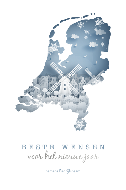 Nieuwjaarskaart met Nederland en zilverfolie