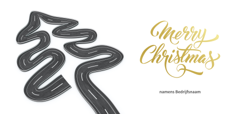 Transport kerstkaart met weg en goudfolie