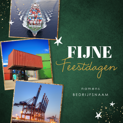 Groene kerstkaart scheepvaart met goudlook fotokaders