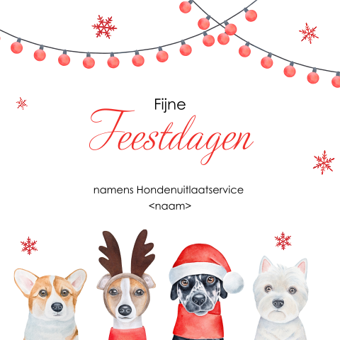 Kerstkaart met honden voor hondenuitlaatservice