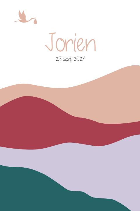 Trendy geboortekaartje met landschap