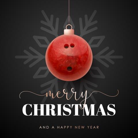 Sportieve kerstkaart met bowlingbal
