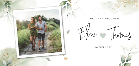 Botanische trouwkaart met eigen foto