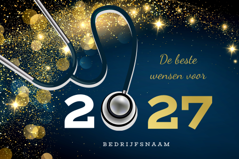 Medische kerstkaart met stethoscoop en 2027