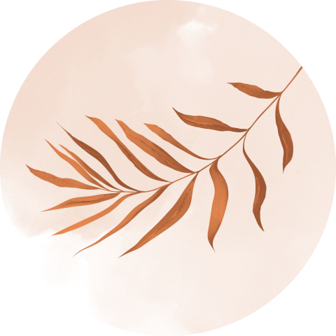 Roze botanische sticker met roestbruin blaadje