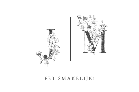 Tafelkaartje met botanische initialen