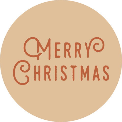 Beige kerst sluitsticker met roestbruine Merry Christmas
