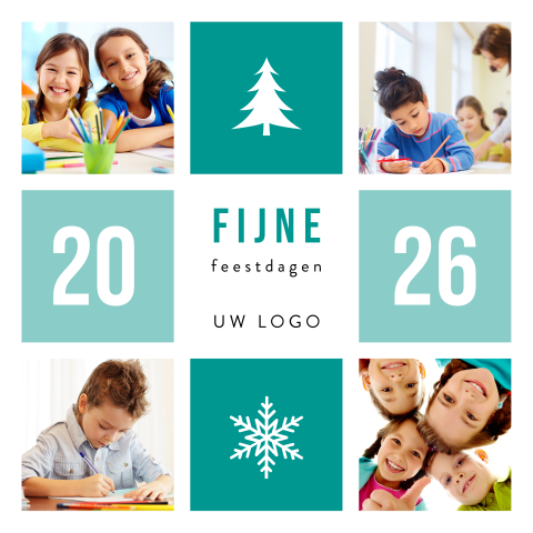 Kerstkaart met foto's onderwijs, kinderen en 2026