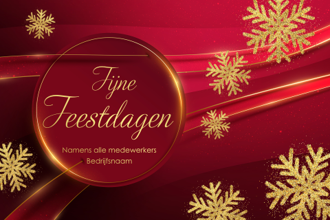 Luxe rode kerstkaart met sneeuwsterren
