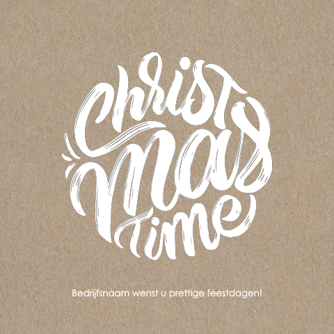Kraft kerstkaart met speelse witte typografie