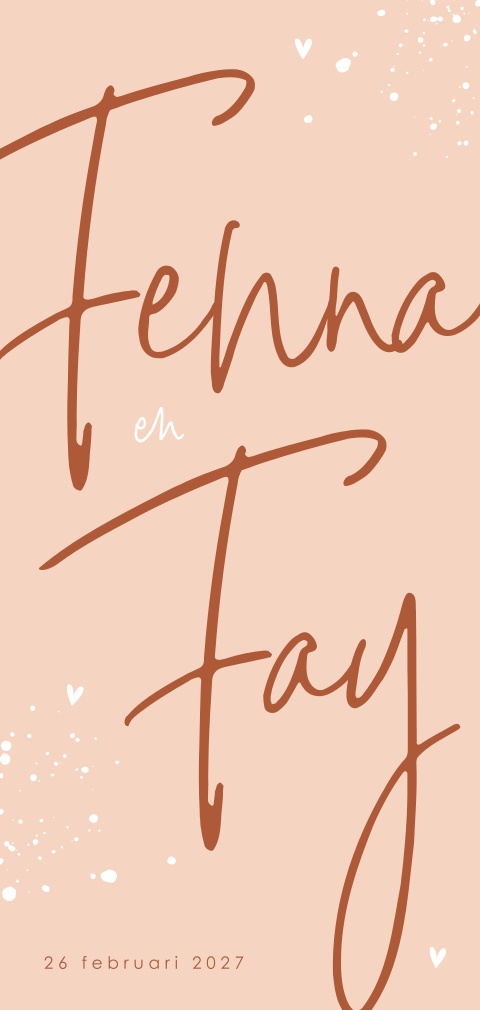 Roze tweeling geboortekaartje meisjes met trendy typografie