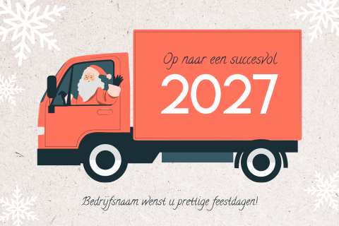 Kerstkaart voor transport sector met vrachtwagen
