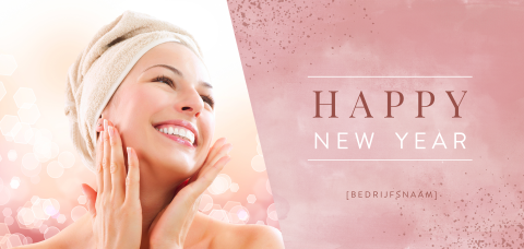 Nieuwjaarskaart wellness met roze waterverf, foto en spetters