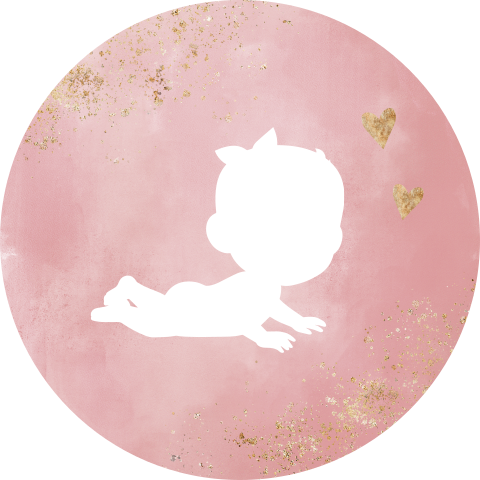 Roze sluitsticker met silhouet baby meisje