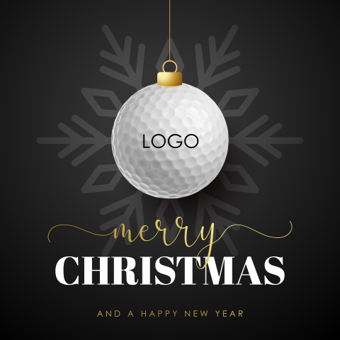 Sportieve kerstkaart met golfbal