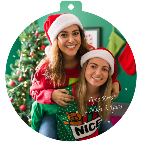 Foto kerstbal kaart met sterretjes