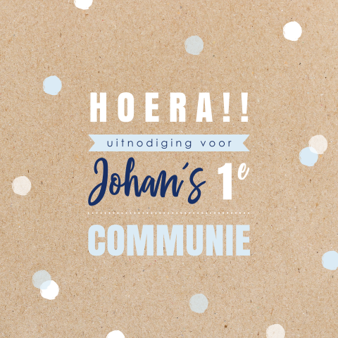 Communiekaart voor een jongen met kraft en eigen foto