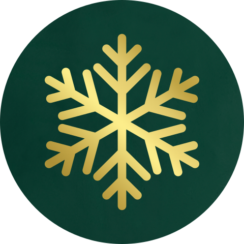 Groene sluitsticker met goudfolie sneeuwvlok